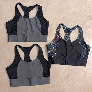 Fabletics Karina stretch sports bra, Large high-neck, high impact (set of 3)